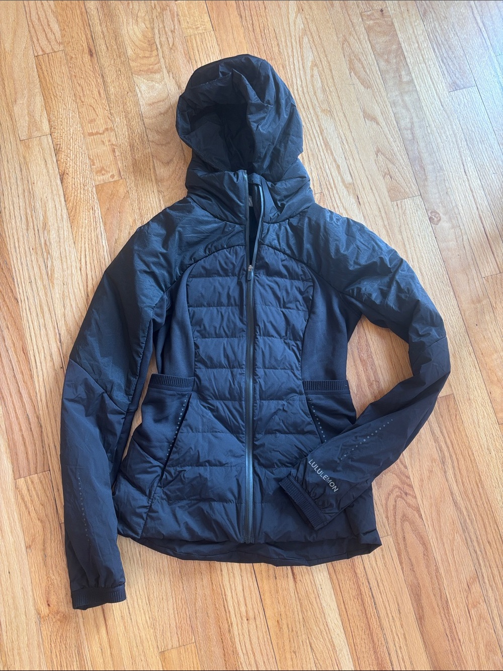 lululemon athletica Black Hooded Quilted Jacket